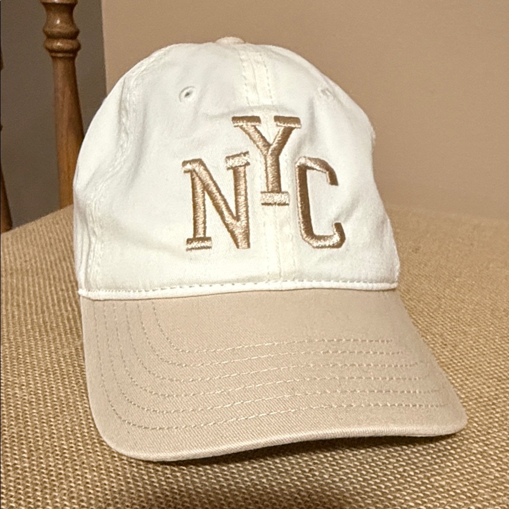 Mighty Fine Cream Baseball Cap with Interior Label NYC Hat